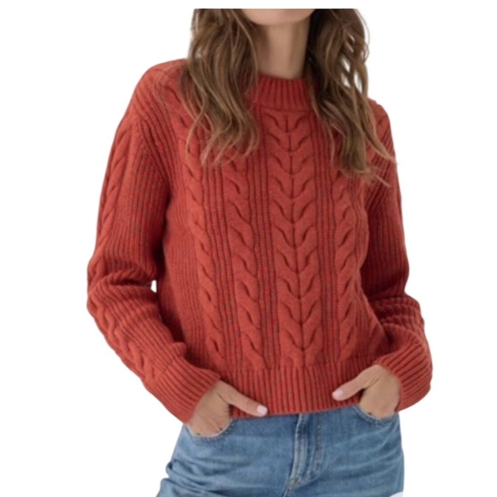Pact Womens Chunky Cable Knit Crew Sweater XL‎ Organic Cotton Cable Fisherman